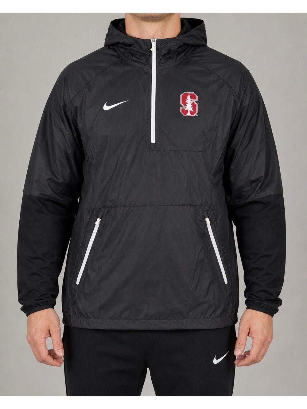 Nike STANFORD Vapor Fly Rush Pullover Jacket Windbreaker Black Large NWT